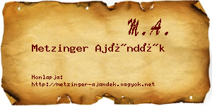 Metzinger Ajándék névjegykártya